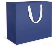 Serenelight Grand Sac Cadeau Bleu - 20 Sac Kraft Grand Format- Navy Blue Paper Gift Bags - Sac Bleu Papier épais Poignée - Pochette Emballage en Papier pour Anniversaire Noël L 32x11.5x28 cm