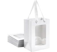 Serenelight Sac Papier Kraft - 12 Pièces Sac en Papier Blanc avec Poignée - 250GSM Sacs Cadeaux avec Fenêtre - Pochette Cadeau Paper Bags 25x18x13 cm - Gift Bags Anniversaire Party