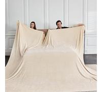 Serenhom Extra Grande 305x305 cm Couverture Polaire Moelleuse et Confortable, Immense Couverture Surdimensionnée 3D Jacquard Décorative pour Lit King Size, Canapé, Voyage - Rayée Kaki