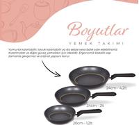 Serenk Excellence Pan Set, 3 Pieces Non Stick Frying Pans, Non Toxic Granite Cookware Set with Induction Base, Cooking Skillet for Stir fries, Dishwasher Safe, Free, 7.8" - 9.4" - 11"