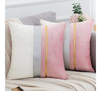 Serento Rose Housse de Coussin 40x40 Modernes Style Protege Oreiller, Lot de 2 Velours Fil d'or Décoratif Canapé Home Decor Taie d'oreiller Super Doux Decoration Maison Salon Chambre pour Canapé