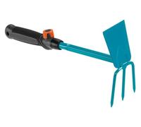 Serfouette à fleurs Combisystem de Gardena : double binette à 3 dents pour ameublir/aérer et désherber le sol, largeur de travail 6,5 cm, poignée ergonomique, protection contre la corrosion (8915-20)