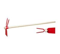 Serfouette - OUTIFRANCE - Panne et fourche - Manche bois 1m - Acier rouge
