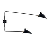Serge Mouille Applique 2 Applique Murale Noir & Laiton Droite