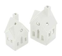 Série 2 bougeoirs Maison, porcelaine laquée brillante dans un élégant blanc, sans bougies