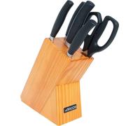 Série Arcos Clara - Set de 4 couteaux de cuisine de (couverts + cuisinier + cuisinier + pain + jambon) + 1 paire de ciseaux - Acier inoxydable forgé NITRUM - Manche injecté de polypropylène - Couleur 