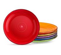 Série Bonita,Assiette Plate À Dîner,6 Pièces,Grande Assiette En Céramique,27Cm,Style Minimaliste Multicoloré-Bleu Et Orange