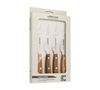 Série Bows Nordika - Set de 4 couteaux de table - Acier inoxydable NITRUM - Lame de 100 mm -. Manche en bois d'Ovengkol 100 % naturel issu de forêts ® - Emballage 100 % recyclé