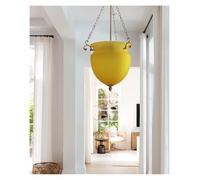 Série Jardin, Vase élégant en Verre dépoli Jaune/Blanc, Suspension Vintage LED, Plafonnier Style Villa, Lustre Classique pour Chambre (40 cm, Jaune, Blanc)