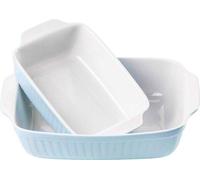 Série Kitchen Time plats à four rectangulaires en set de 2 plats à four carrés - idéal pour les lasagnes - céramique résistante aux éraflures et aux coupures - 33 x 24 x 8 cm / 25,5 x 16 x 7 cm - bleu