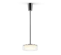 Serien Lighting Curling Suspension Tube L Pendelleuchte, verre clair, réflecteur conique, 3000K