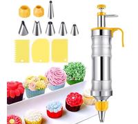 Seringue à GâTeaux,Kit Patisserie pour Cupcakes,Accessoires Pour GâTeaux Avec Douilles En Acier Inoxydable,Seringue à Patisserie Avec 6 Douilles,Seringue à GâTeaux Professionnelle Pour Pâtisseries