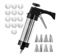 Seringue à pâtisserie pour pâtisseries avec 13 modèles et 8 buses en acier inoxydable - Presse à pâtisserie portable - Machine à biscuits DIY - Presse à pâtisserie en acier inoxydable pour gâteaux,