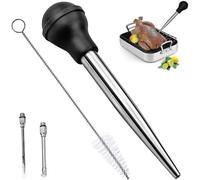 Seringue à rôtir pour dinde, seringue à viande, seringue à marinade pour barbecue avec 2 aiguilles, seringue à épices en acier inoxydable 304, brosse de nettoyage pour gril, aide de cuisine