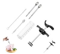 Seringue Alimentaire Acier Inoxydable Injecteur de Marinade avec 3 Aiguille