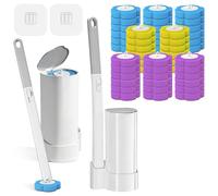 SERIONR Brosse WC Jetable,Brosse WC Murale,Lot de 2 Brosse Toilettes WC avec 48 Recharges Nettoyantes,Toilet Brush avec Manche Aallongé et Support pour Toilet,Toilettes, Salle de Bain, Lavabo
