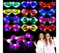 SERIONR Lunettes LED, 12 pièces Lunettes pour Fête, Neon Lumière Montures de Lunettes LED, Lunette LED Clignotant Lunettes Lumineuse pour anniversaire, fête, Noël, carnaval, décoration de carnaval