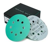 Serious Grit - Disques abrasifs P320 125 mm 8 trous - Lot de 50 | Pour ponceuses excentriques - Film humide/sec auto-agrippant pour bois, metal, peinture, carrosserie