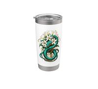 Serpent Émeraude avec Lys Motif Nature Gobelet isotherme en acier inoxydable double paroi