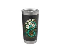 Serpent Émeraude avec Lys Motif Nature Gobelet isotherme en acier inoxydable double paroi