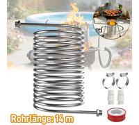 Serpentin de chauffage en acier inoxydable YARDIN pour piscine, Ø 29,5 x H 18 cm – Échangeur de chaleur en spirale, compatible avec les poêles à bois et les braseros, résistant au chlore et à l'eau sa