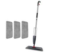 Serpillère avec fonction pulvérisation, fonction de pulvérisation avec 3 housses en microfibre lavables, manche en fer de 127 cm, grand réservoir de 700 ml, serpillère humide et sèche pour stratifié