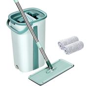 Serpillère,Balai serpillière plat avec 2-4-8 pièces en microfibre, essoreur mains libres, nettoyeur de - Type 2pcs Mop Cloth -A