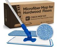 Serpillère en Microfibre pour sols en Bois Dur - Système de serpillère Plate pour Bois, carrelage, stratifié, Vinyle, 2 recharges de tampons humides, têtes de Balai réutilisables en Microfibre