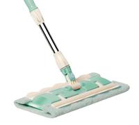 Serpillère plate en microfibre avec manche télescopique 7 tampons | Serpillère à tête plate rotative à 360 degrés en bois dur stratifié pour maison, salle de bain, cuisine, appartement