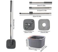 Serpillière autonettoyante avec seau - Kit de serpillière - Réservoirs séparés pour l'eau propre et l'eau sale - Tête de serpillière carrée à 360° - Manche en acier inoxydable réglable - Microfibre -