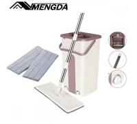 serpillière microfibre pliable-MENGDA-Balai serpillère raclette intégrée en seau essoreur-2 Chiffons mops