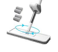 SerpillièRe Plate avec Essoreuse Automatique SerpillièRe en Microfibre à SéChage Rapide Rotative à 360° avec 4 Tampons pour Le Nettoyage des Sols en Bois Dur StratifiéS Humides Et Secs