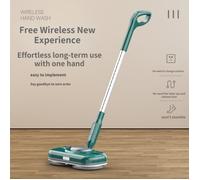 Serpillière Rotative Électrique Sans Fil Rechargeable À Deux Roues, Machine Tout-en-un De Pulvérisation D'eau