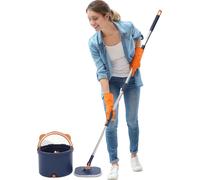 Serpillière, tissu microfibre, manche réglable jusqu'à 131,5 cm, têtes de balai carrées et triangulaires, 5 chiffons réutilisables, convient pour les sols en carrelage et en bois