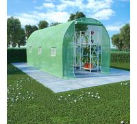 vidaXL Serre 9 m² (4,5×2×2 m) Tissu PE, structure acier galvanisé, vert