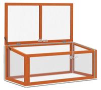 Serre à ossature bois, en épicéa massif pré-huilé, dimensions 90 x 46 x 40 cm, adaptée à diverses plantes, ventilation ouverte au niveau du toit, panneaux en nid d'abeille pour la diffusion de la lumi