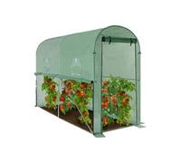 Serre à tomates relevable 3m² verte 2 fenêtres avec moustiquaire et porte zippée