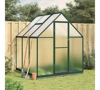 Serre avec cadre de fondation, vert, 169 x 169 x 202 cm, aluminium | Cadre en aluminium, plaques en polycarbonate, cadre de fond en acier galvanisé, système de gouttière, réglable en 5 positions