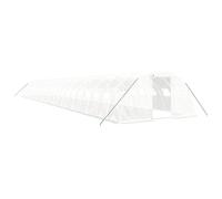 Serre avec cadre en acier Blanc 96 m² 24 x 4 x 2 m | Bâche en polyéthylène résistant aux UV, porte zippée, 4 fenêtres en filet, protection contre la corrosion
