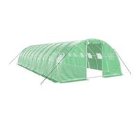 Serre avec cadre en acier et film PE Vert 40 m² 10 x 4 x 2 m Tente en aluminium pour jardin, balcon et terrasse avec ventilation et protection pour tomates, légumes et fleurs