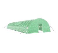 Serre avec cadre en acier Vert 132 m² 22 x 6 x 2,85 m | Couverture en polyéthylène, indéchirable, résistante aux intempéries, porte enroulable, 4 fenêtres en filet