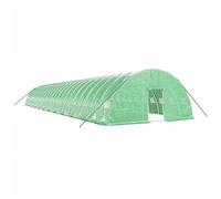 Serre avec cadre en acier Vert 144 m² 24 x 6 x 2,85 m | Couverture en polyéthylène, porte indéchirable, 4 fenêtres en filet, protection contre la corrosion, pour fruits et légumes