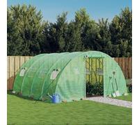 Serre avec cadre en acier vert 16 m² 4 x 4 x 2 m, film PE 140 g/m², fenêtre et porte enroulables, tente en film résistant aux intempéries pour culture, protection et ventilation dans le jardin et sur