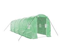 Serre avec cadre en acier Vert 16 m² 8 x 2 x 2 m Tente en film pour culture et hivernage avec ventilation et protection pour légumes, herbes, fleurs sur balcon, terrasse, jardin
