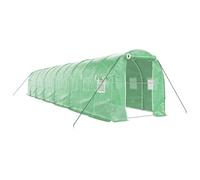 Serre avec cadre en acier, vert, 24 m², 12 x 2 x 2 m, film PE résistant aux UV, fenêtre enroulable, serre résistante aux intempéries pour culture, hivernage et protection des légumes, fleurs