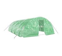 Serre avec cadre en acier Vert 40 m² 8 x 5 x 2,3 m | Couverture en polyéthylène, porte zippée, 4 fenêtres en filet, protection contre la corrosion, pour fruits et légumes