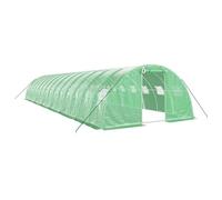 Serre avec cadre en acier Vert 56 m² 14 x 4 x 2 m | Bâche en polyéthylène, résistante aux UV, 4 fenêtres en filet, porte enroulable, pour fruits et légumes