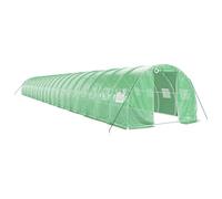 Serre avec cadre en acier Vert 66 m² 22 x 3 x 2 m | Cadre en acier galvanisé, couvercle en polyéthylène, porte enroulable et 4 fenêtres en filet, pour la construction de jardin