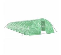 Serre avec cadre en acier Vert 90 m² 18 x 5 x 2,3 m | Couverture en polyéthylène, indéchirable, résistante aux intempéries, porte enroulable, 4 fenêtres en filet