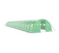 Serre avec cadre en acier Vert 96 m² 24 x 4 x 2 m | Couverture en polyéthylène, acier galvanisé, porte enroulable, 4 fenêtres en filet, pour la construction de jardin